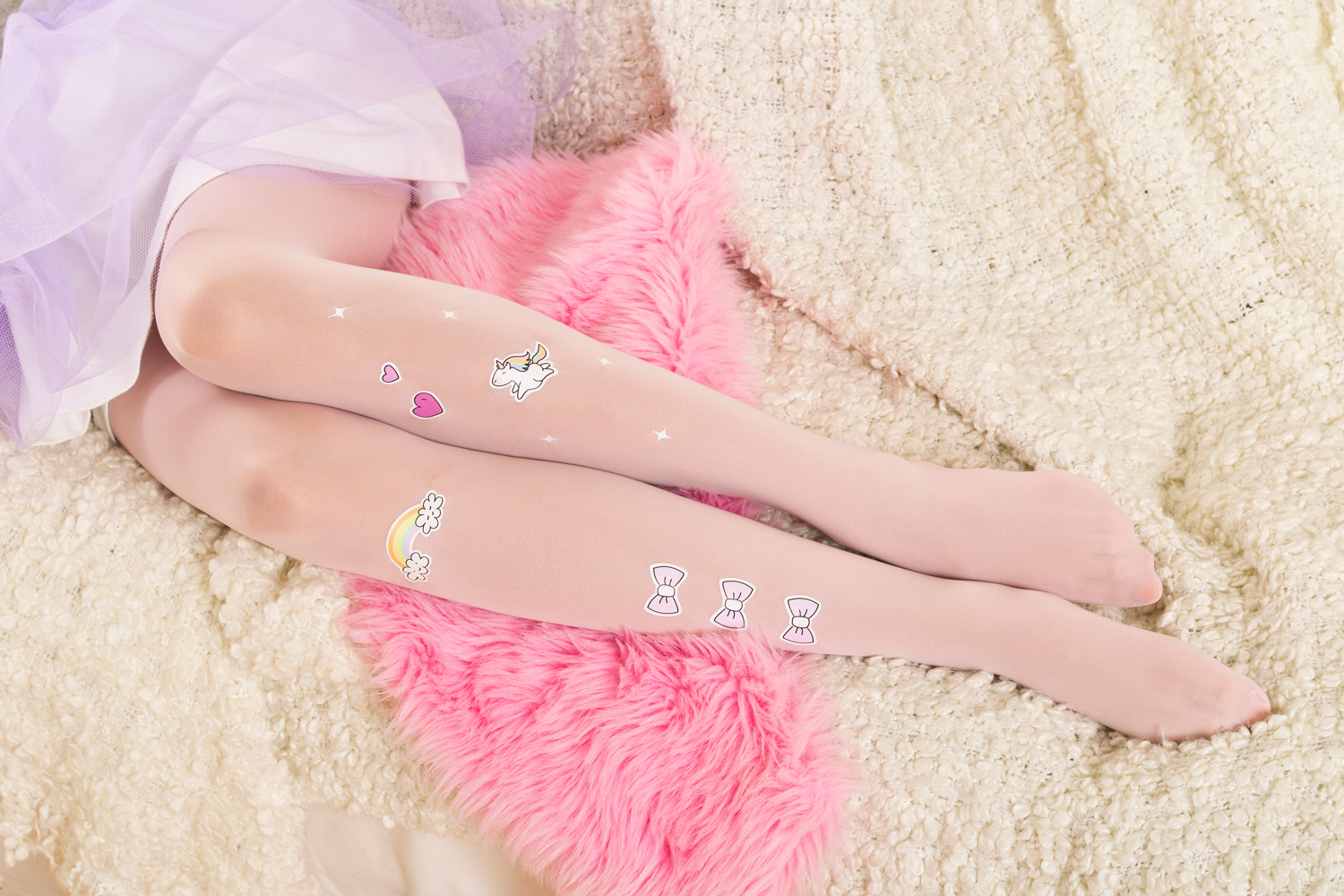 Rainbow unicorn tights by Virivee