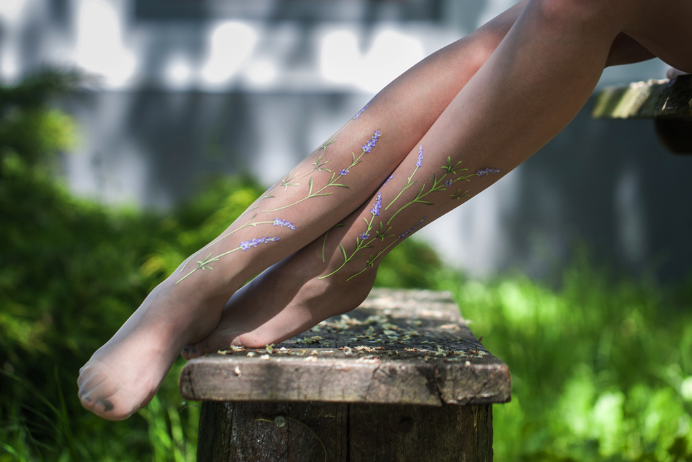 Lavender vintage wedding tights