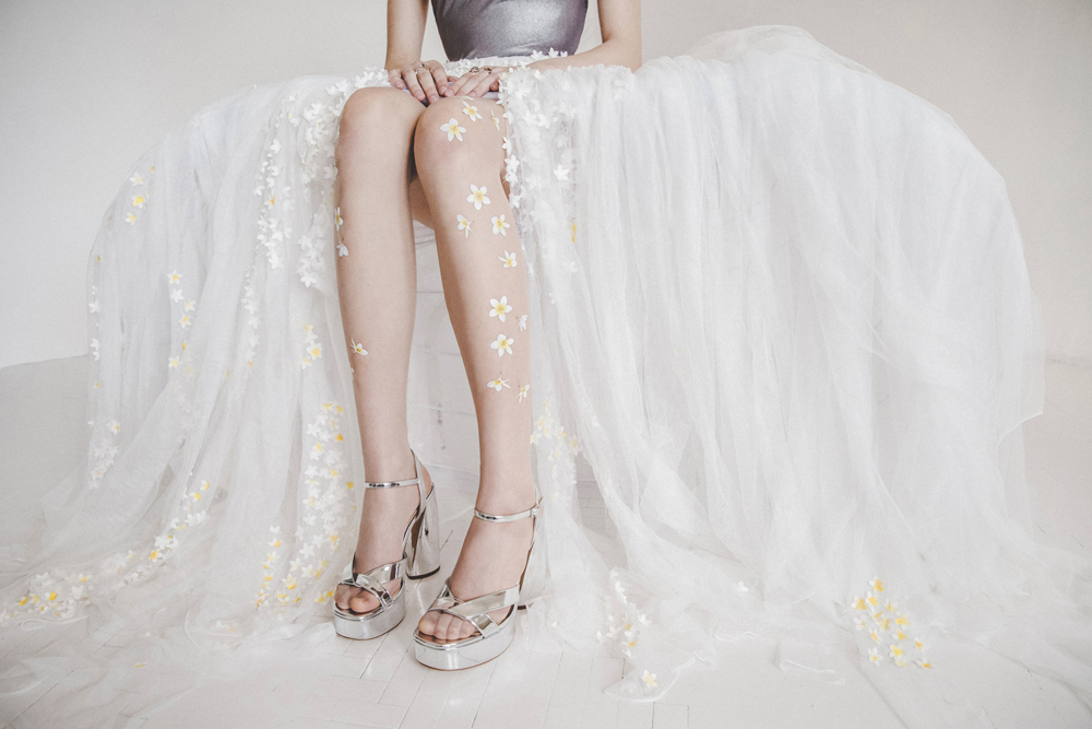 Frangipani wedding tights by Virivee