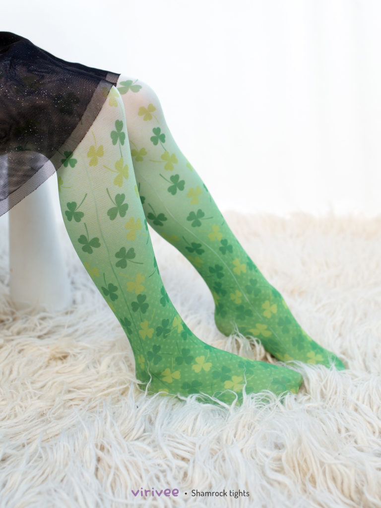 Green clover ombre tights for girls